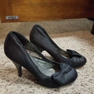Fergalicious Black satin heels